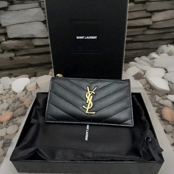 Saint Laurent Black Quilted Leather Wallet - Picture 1 of 11